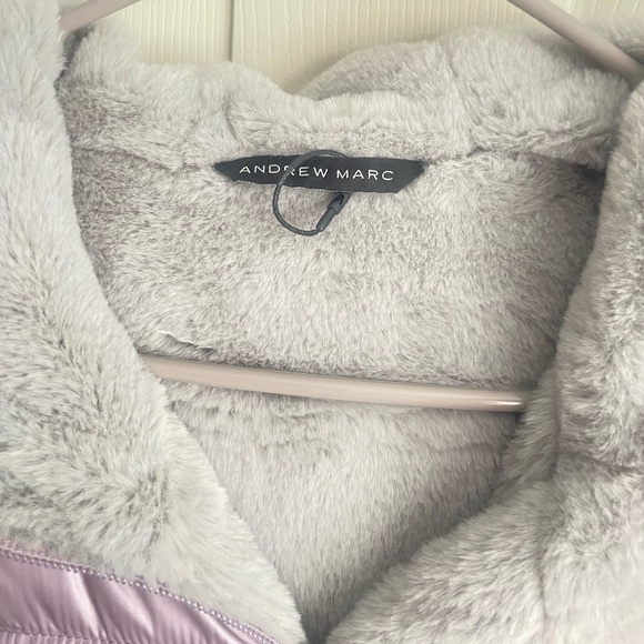 Andrew Marc Ladies' Ultra Soft Attached Hood Reversible Jacket Shine Lavende - Picture 3 of 14